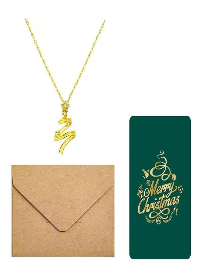 Teemotutu Christmas Necklace Set for Women, Gold Santa Hat Snowflake Jingle Bell & Xmas Tree Pendant Jewelry, Dainty Holiday Gift for Thanksgiving Christmas Party (Christmas tree) - Image 1